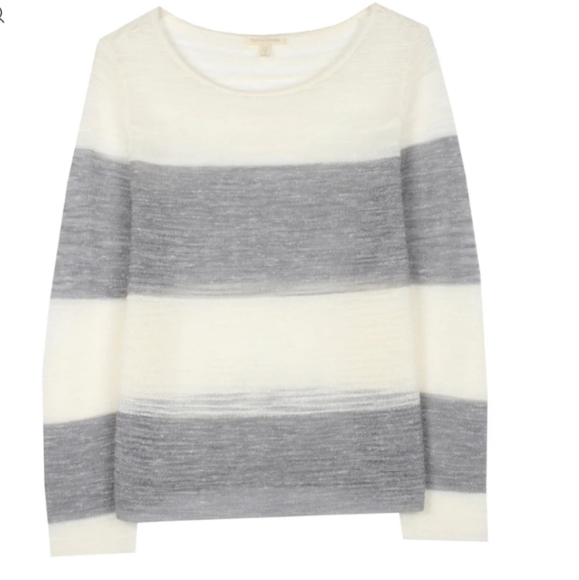 EILEEN FISHER Sheer Boucle Slub Pullover Ivory & Gray Top (Size M) - MSRP $228 - Picture 1 of 9